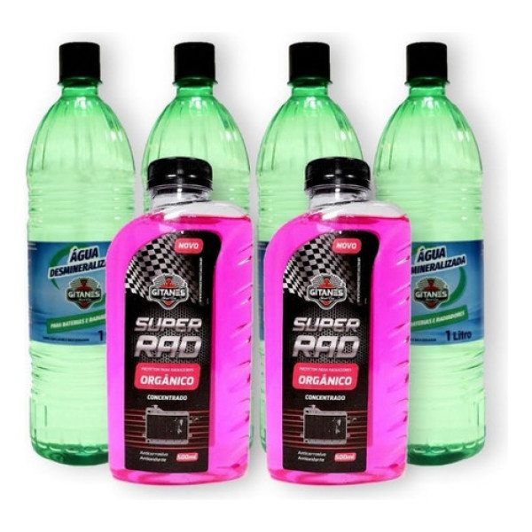 Kit 4 Água Desmineralizada E 2 Aditivo Rosa Gitanes